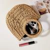 Handwoven Straw Rattan Half-Moon Beach Handbag Large Capacity Women Summer Hollow Out Shoulder Bag Crossbody Bags