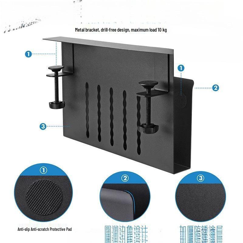 Multi-Functional No-Drill Vertical Laptop Cooling and Storage Rack for Desks