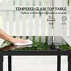 Rattan Bistro Set, 3 Piece Garden Furniture Set with Glass Top Table and Cushions, Light Grey