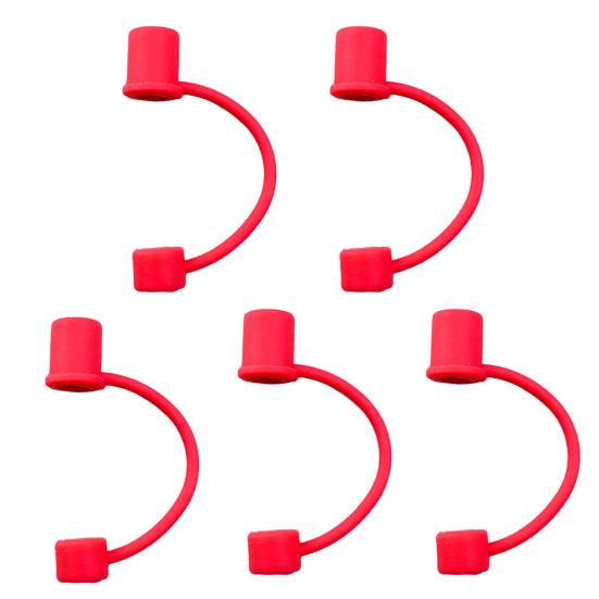 5Pcs Silicone Straw Cover for 8mm Large Diameter Straws Toppers U-Shaped Lanyard Straw Lid Dust-Proof Reusable Straw Protector for Glass Stainless