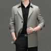 Men's Mulberry Silk Windbreaker Mid-length British Style Suit Collar Jacket Business Casual Large Size Jacket Spring Wear