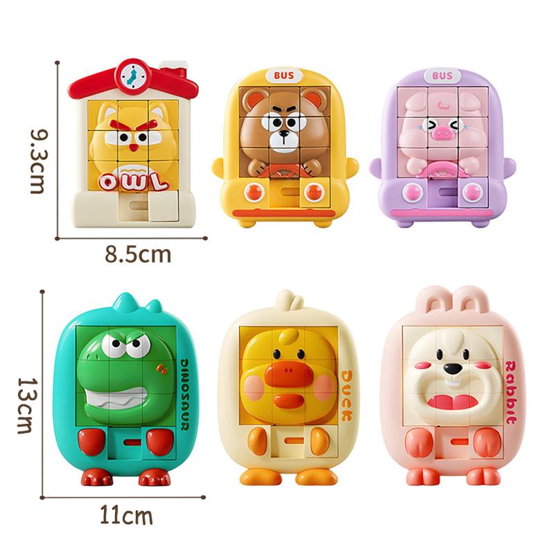 Children Cartoon Animal Slide Puzzles Toys Logical Thinking Training Challenges Intellectual 3D Puzzles Sensory Game Travel Toys