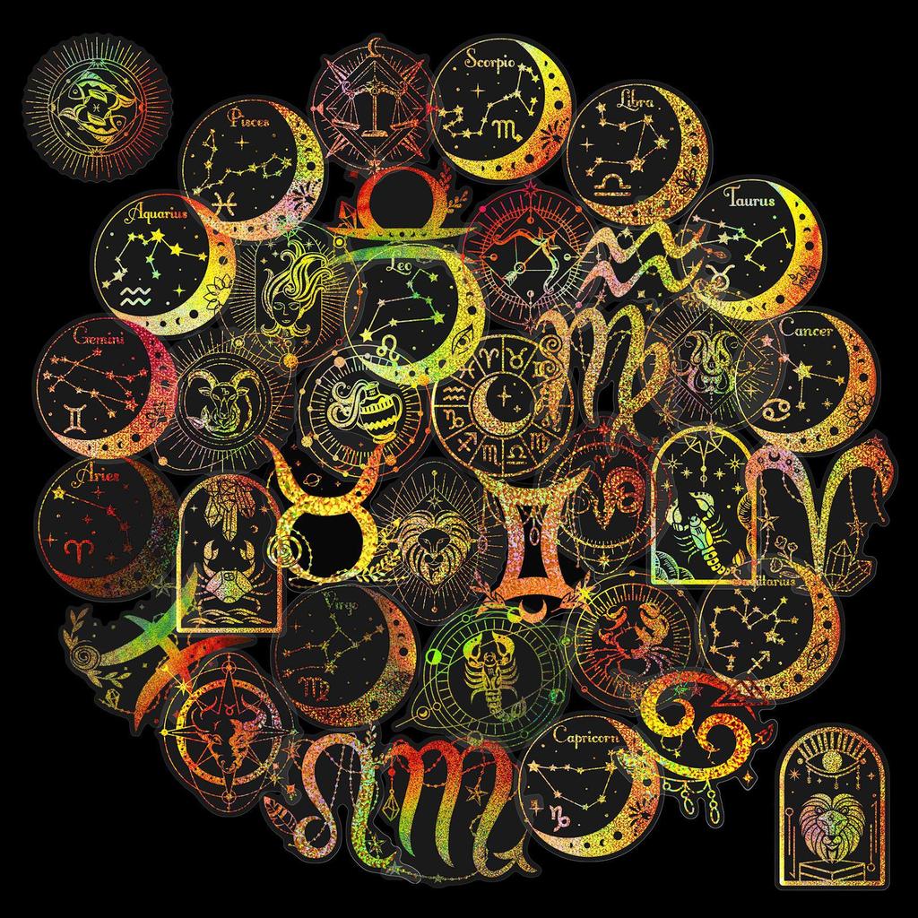 100 Transparent Gold Laser Deep Space Series Pet Stickers Handbook Holographic Stickers Diy Stickers