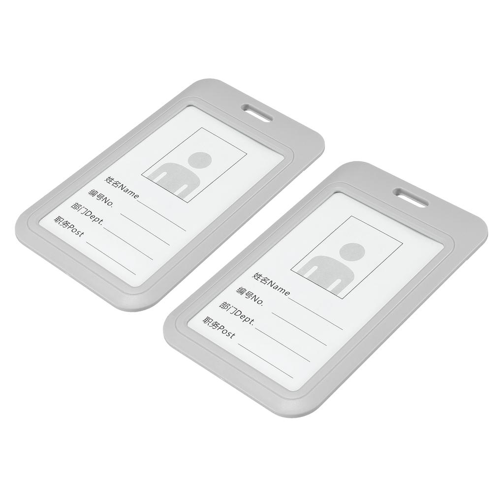 2Pcs ID Badge Holder 4.3x2.8 Inch Vertical Name Tags ABS Plastic Slide Cover Waterproof Work Card Holder In Offices Exhibitions