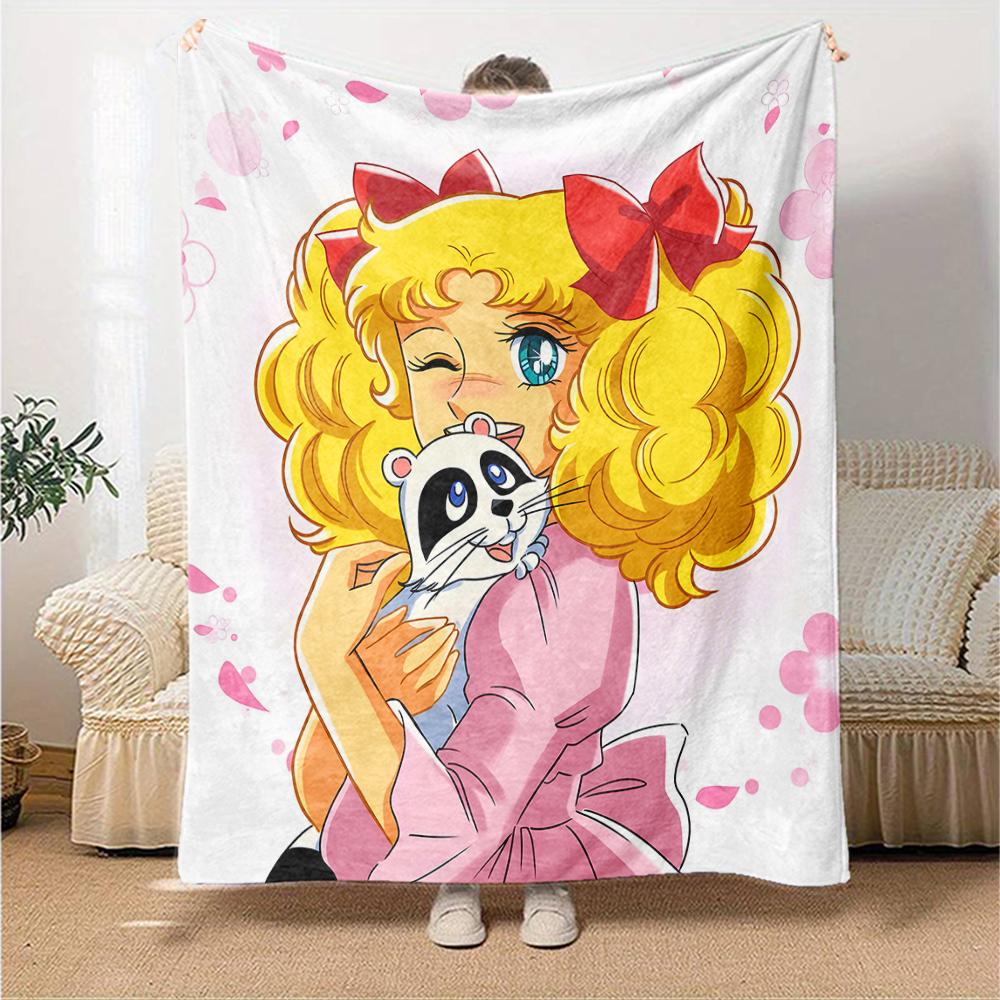 1pc Candy Candy2 Blanket, Gift, for Men and Women, Soft Blanket, Good for Sofa Bed Couch Travel, Lightweight Flannel Blanket
