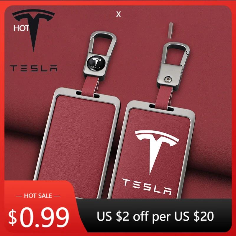 Car Sticker Tesla Car Fashion Zinc Alloy Smart NFC Card Key Case Cover Shell Keychain Protection Auto Styling Accessory For Tes