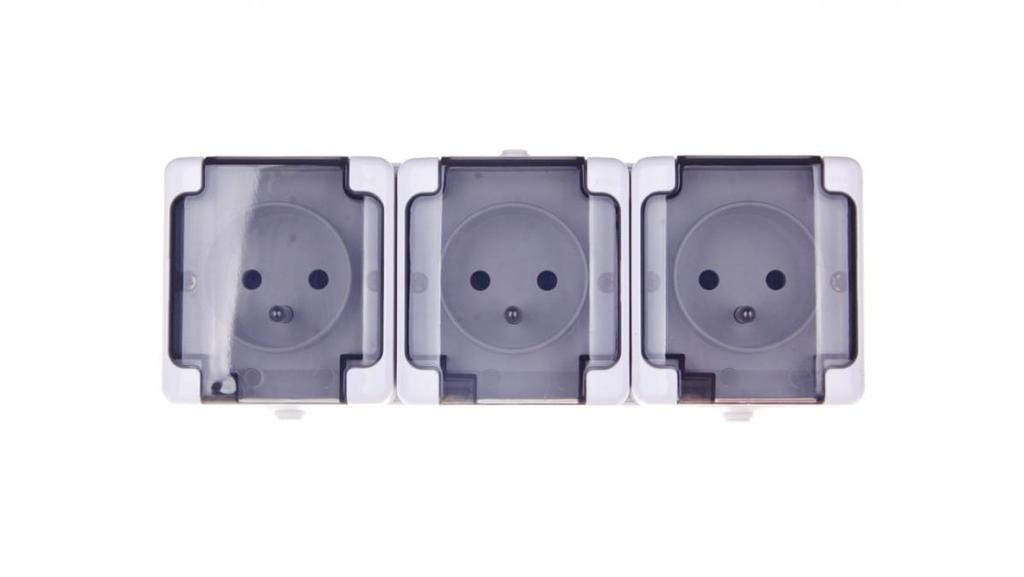 Bryza Triple Hermetic Socket Z/U Ip54 With Smoke Flap White 181440