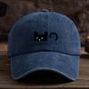 Unisex black cat print baseball cap, fashionable duckbill cap, daily casual outdoor sports
