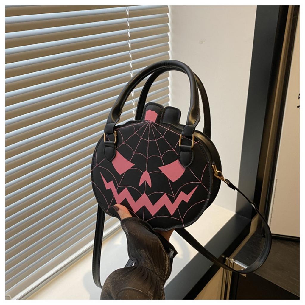 Halloween, Bags, Contrasting Colors, Women's Bags, Single Shoulder Bags, Small Round Bags, Funny Bags, Pumpkin Bags