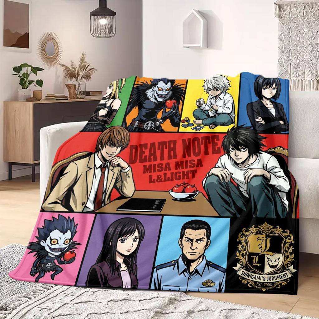 Death Note Flannel Blanket Colorful Print For Home Sofa Bed Chair Picnic Travel -HE11