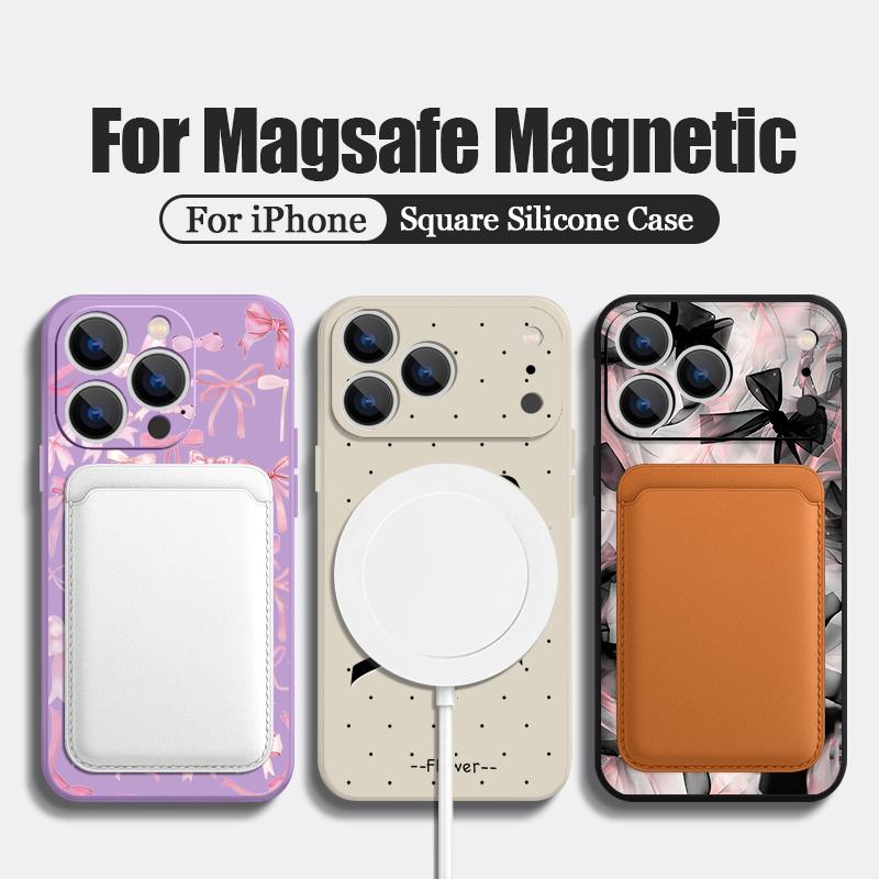Pour Coque iPhone 17 Pro Max Motif Nœuds Papillon Soyeux de Luxe Magnétique Pour Magsafe Coque Souple Pour iPhone 16 15 14 13 Pro Max 17E 16E