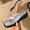 Women's 2025 Thick Sole Cross-Border Flip-Flops: Versatile Square Toe Casual Beach Sandals