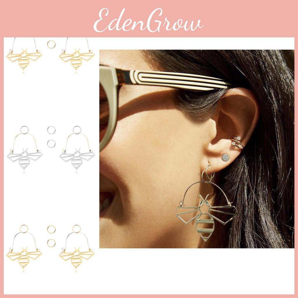 Bee Dangle Fashionable Earrings Alloy Hollow Hoop Set Women For