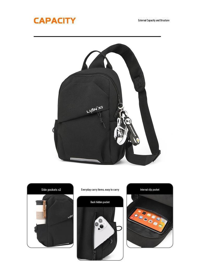 Pánská a dámská japonská trendová všestranná taška přes hruď a crossbody - ležérní cestovní a sportovní batoh