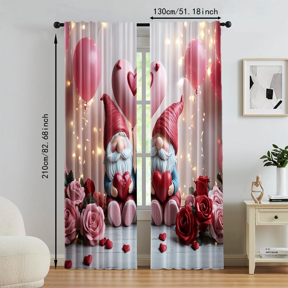 Set Of 2 Versatile Polyester Transparent Curtains Home Decoration Valentine Use Bedrooms Living Rooms Curtain Ideal For Room