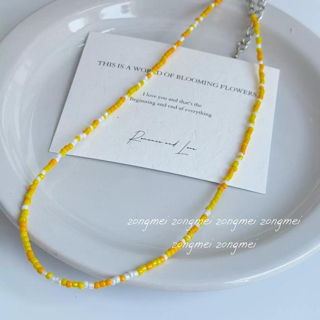 Einfacher Perlen-Choker Damen Koreanische Mode Anhänger Bunt Handgemacht Boho Halskette Kette Halskette Damen Schmuck Geschenk