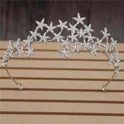 Luxury Rhinestone Stars Tiaras Crown for Women Bridal Wedding Hair Jewelry Girls Headbands Head Ornaments