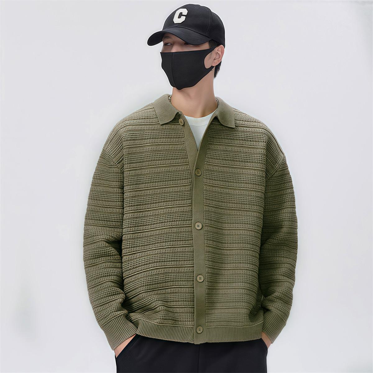 

Men s Autumn/Winter 2025 Casual Loose Knit Cardigan Medium зелений