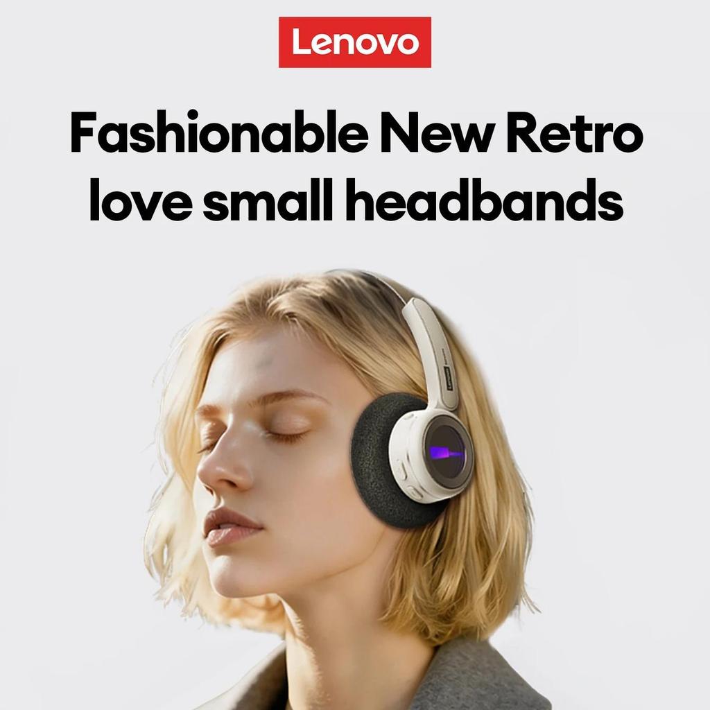 Original Lenovo LS113 On-Ear Bluetooth 6.0 Headphones 30H Battery ENC Noise Reduction Wireless Headset RGB Light Stylish Retro Earphones New