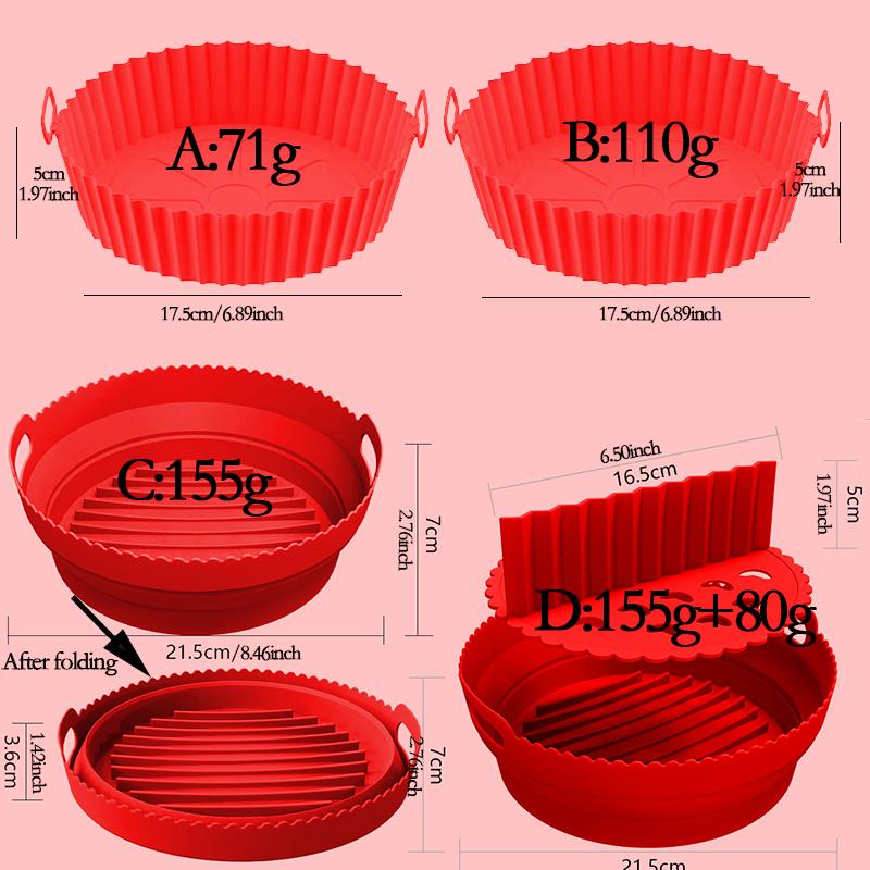 Silicone Air Fryers Oven Baking Tray Pizza Fried Chicken Airfryer Silicone Basket Reusable Airfryer Pan Liner Accessories