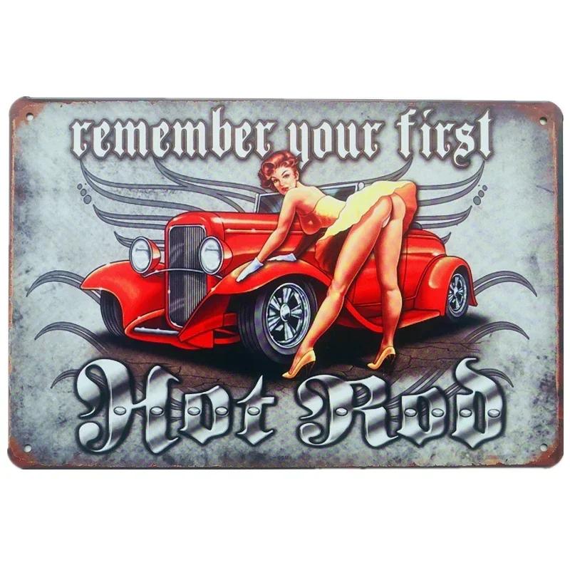 Pin Up Girl Metal Tin Signs Vintage Wall Art Painting Bar Pub Cafe Shop Home Decor Sexy Lady Poster Plate Plaque