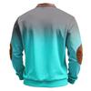 Men's Casual, Trendy, Retro American Gradient Printed Round,neck Long,sleeved Half,pull One,piece Sweatshirt