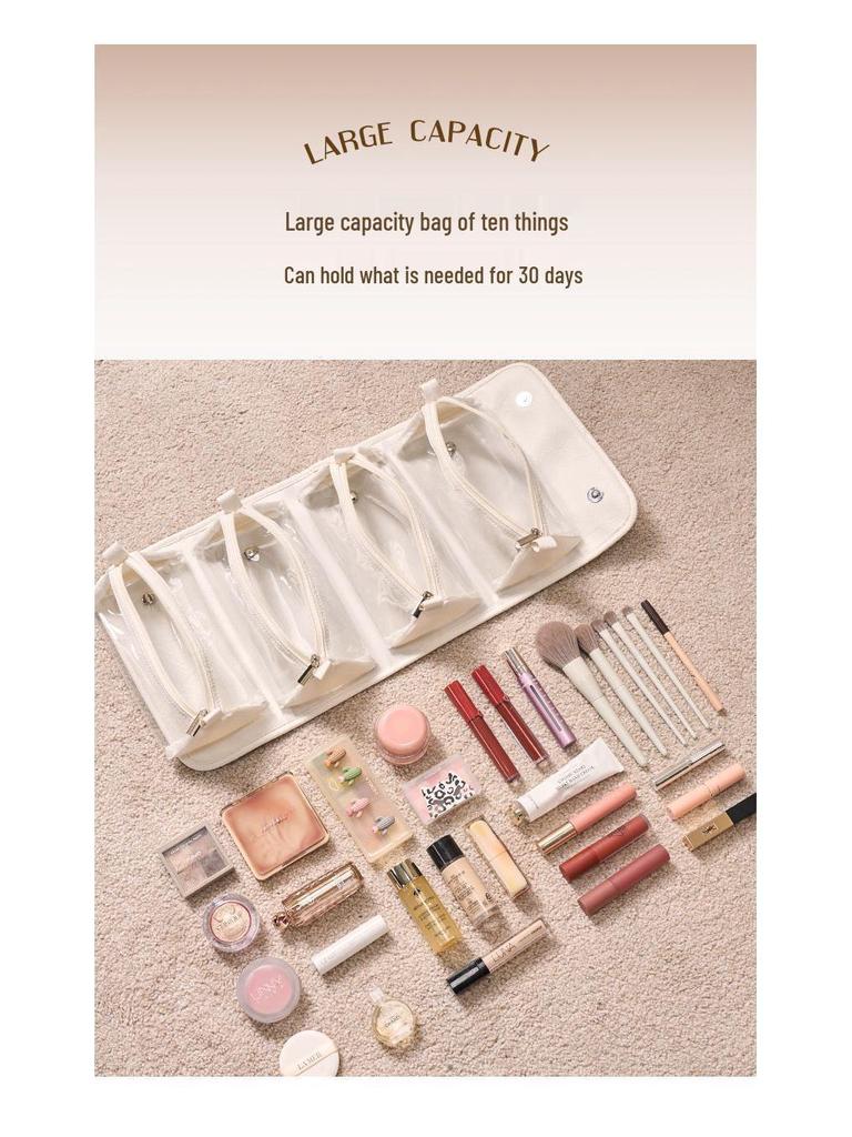 Removable Foldable Waterproof Makeup & Toiletry Bag with Wet/Dry Separation and Four Compartments