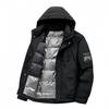 Men's White Duck Down Winter Jacket - Hooded, Windproof, Warm, Thickened, Couple Style