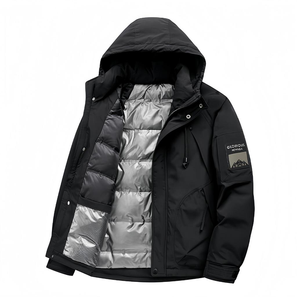 Men's White Duck Down Winter Jacket - Hooded, Windproof, Warm, Thickened, Couple Style