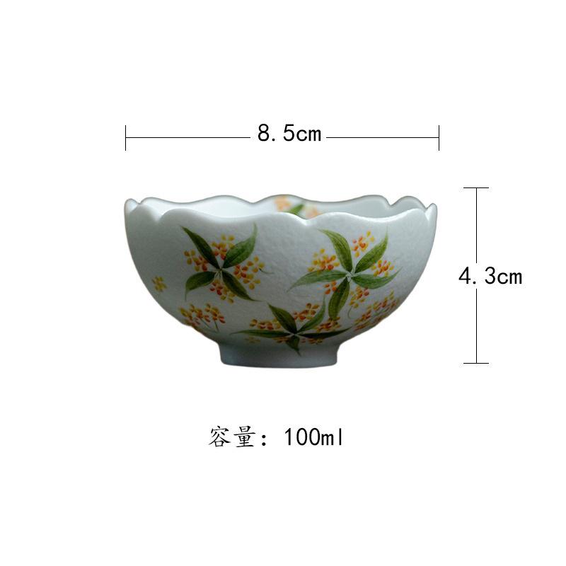 

100ml Hand-painted Osmanthus Teacup Retro Tea Bowl Tea Pair Tea-tasting Meditation Cup Jianzhan Master Cups Cha Collection Craft As Your Choose