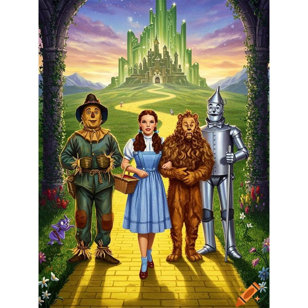 

Disney Diamond Painting Complete Set The Wizard of Oz Iconic Scene Illustrations 5D Diamond Painting Cross Stitch Mosaic Home Decor Round 20x30cm