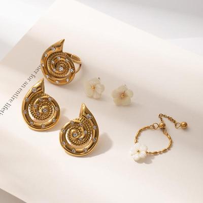 Ozean-Serie Muschel Zirkon Blume Ohrstecker - Elegante, Luxuriöse Ohrstecker für Damen