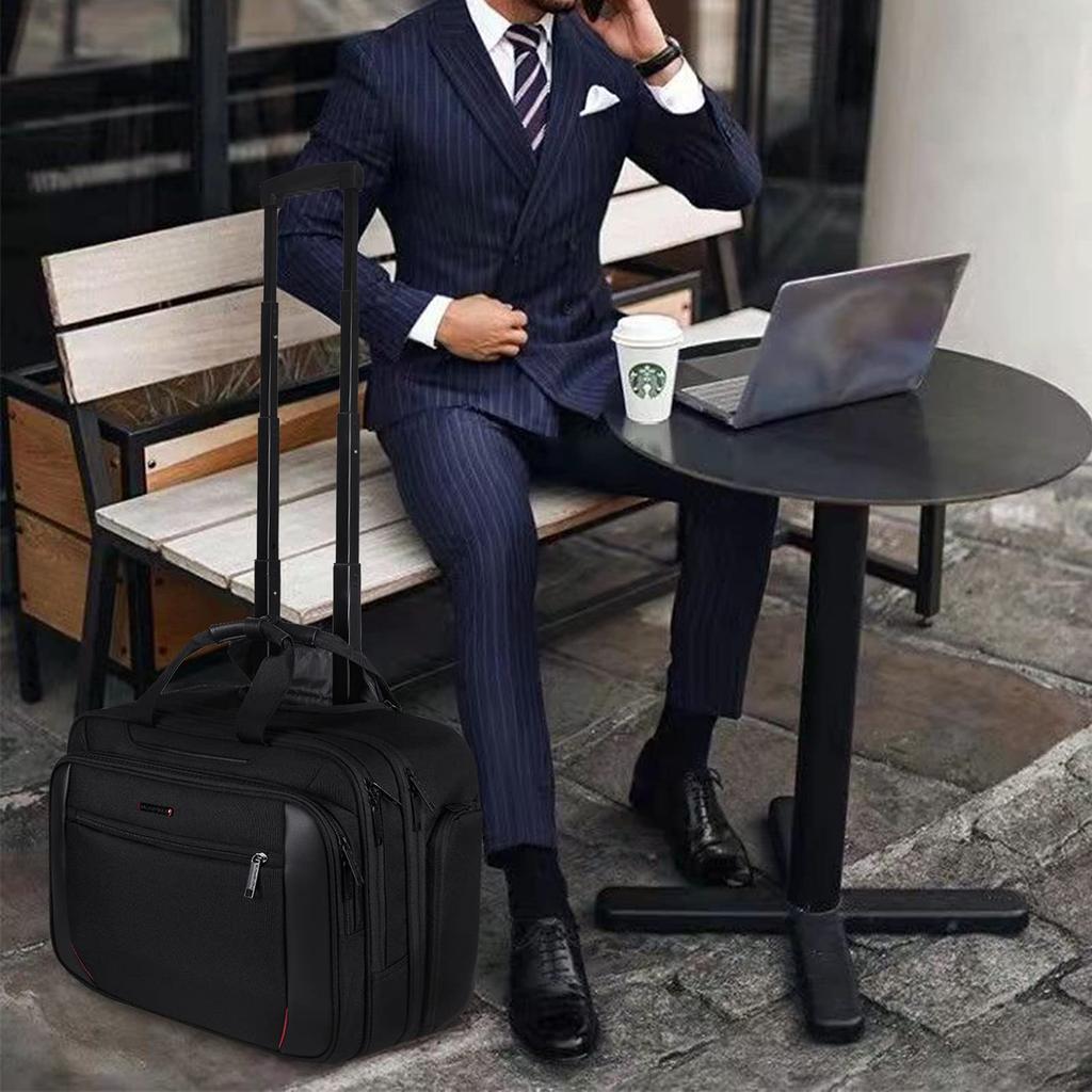 EMPSIGN Business Rolling Laptop Rolling Fits Large Laptop Bag with Carry Support and Silent Perfect for Business Domestic and Black Carry-On Bag, Bag,