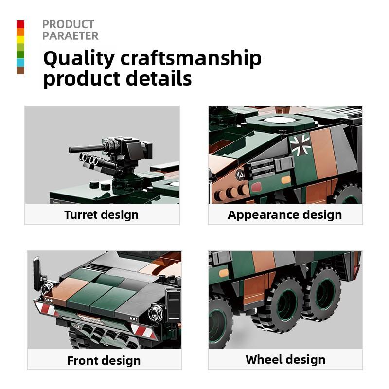 German Boxer APC Building Set Rotating Turret & Missile Launch Air Defense Armored Vehicle Collectible Gift for Military Fans