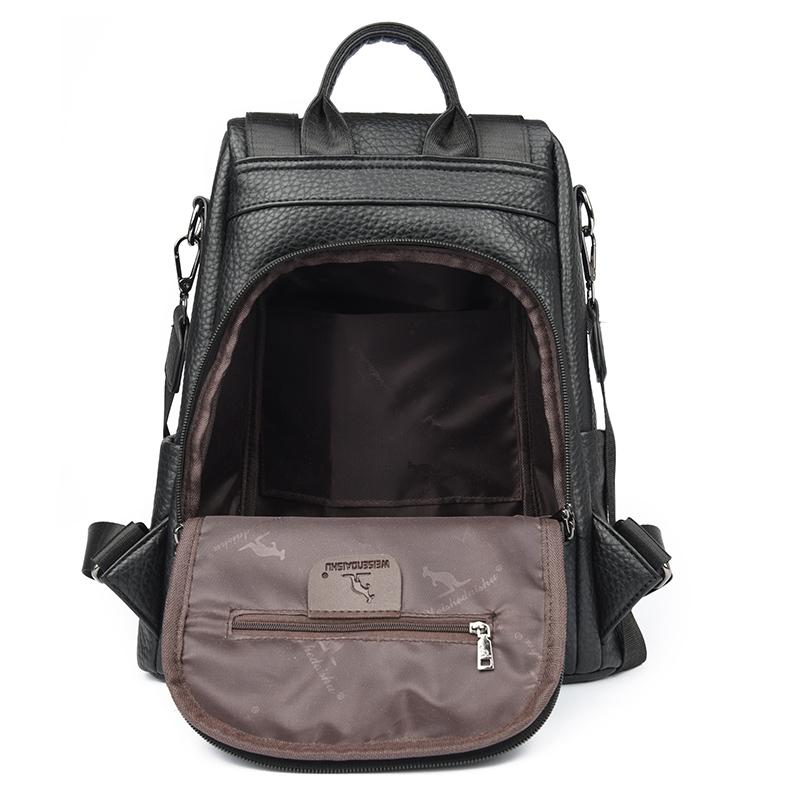 Backpack Retro Women's Anti-theft Backpack Soft Leather Schoolbag Reduced Burden Large Capacity Travel Bag