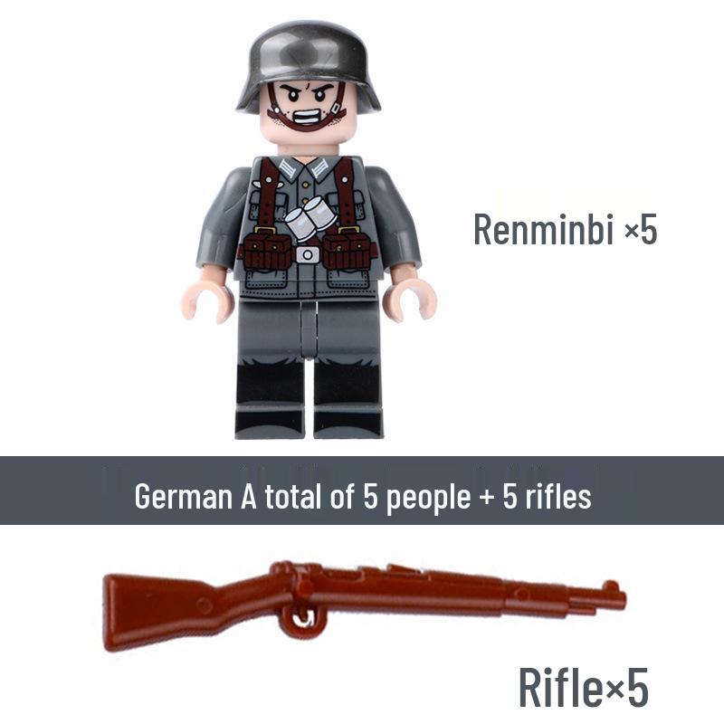 Compatible Lego WWII Military Minifigures: US Army Soldiers with Weapons - Educational Assembly Toys for Boys