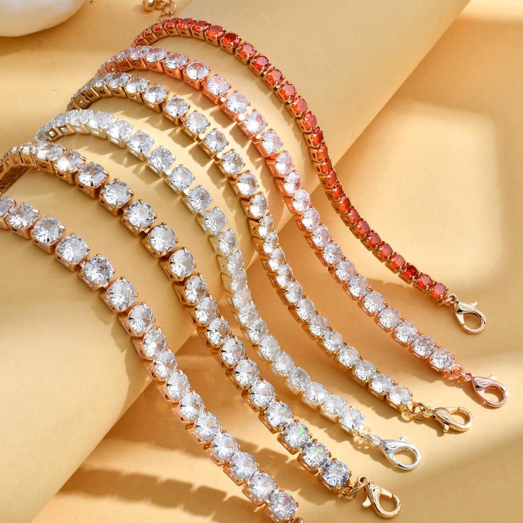 Unisex Full Diamond Zircon Tennis Bracelet: Elegant, Versatile, and Elastic Single Row Chain