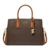 Handbag Laila Laila Presbyopic Logo Printed Zipper Closure, Artificial Leather, Shoulder Handbag, Medium Size, Women's, Dark Brown
