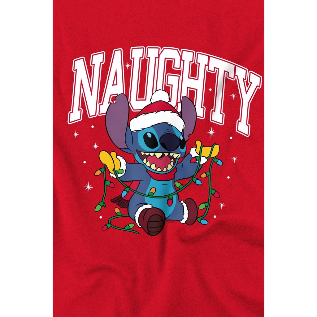 Lilo & Stitch Mens Naughty Stitch Christmas Lights T-Shirt