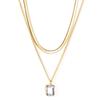 Stacked Double Chain Necklace Trend Diamond Earrings Electroplated 18K Gold Stainless Steel Necklace Women