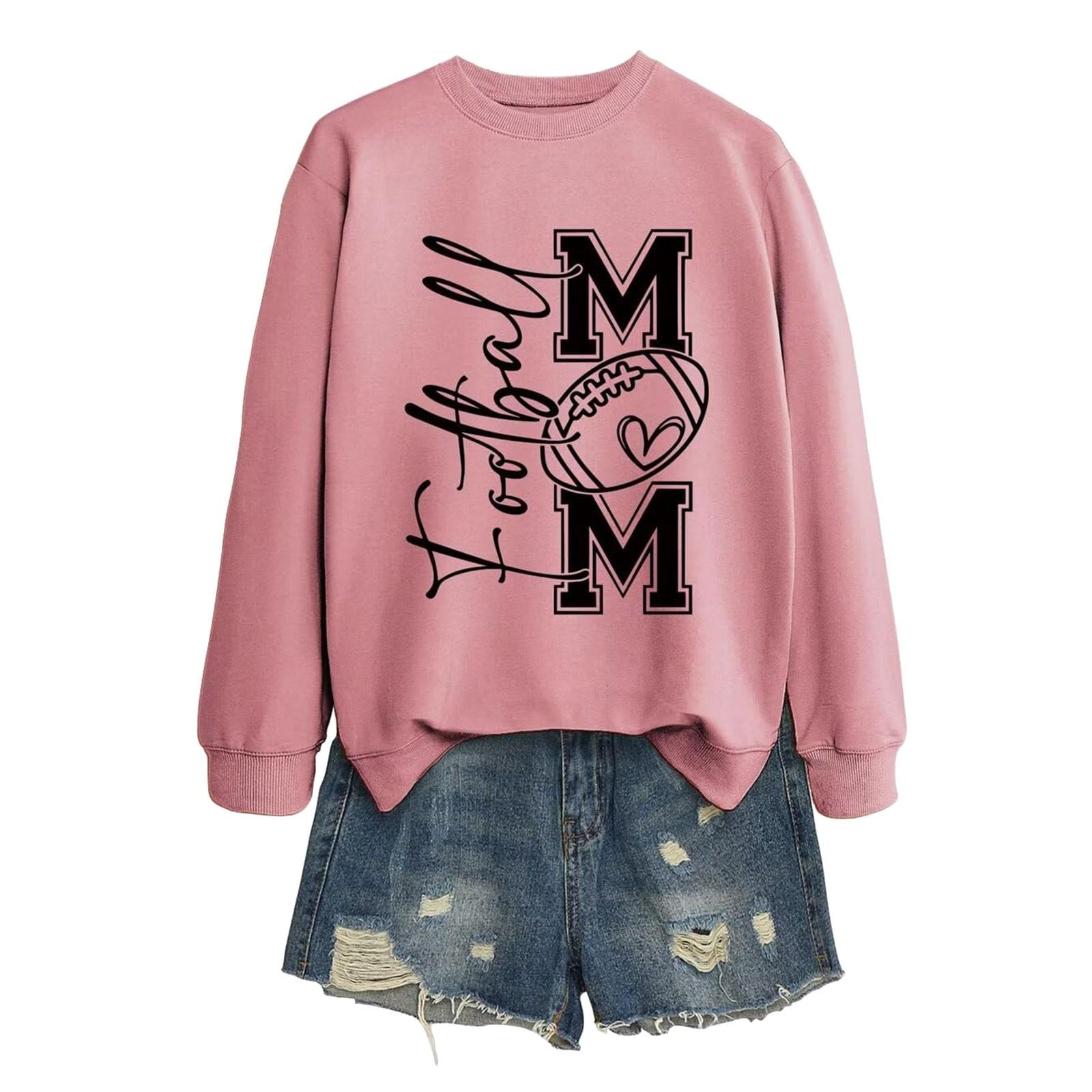 FOLLBALL MOM Женская осенне-зимняя повседневная свободная толстовка с капюшоном с круглым вырезом и длинным рукавом S розовый 1673₽