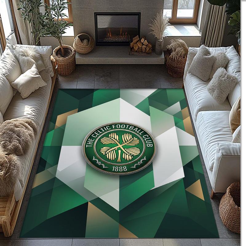 Tappeto Morbido Antiscivolo per Interni con Motivo Calcio Celtic FC, Tappetino Decorativo Sportivo per Camera da Letto