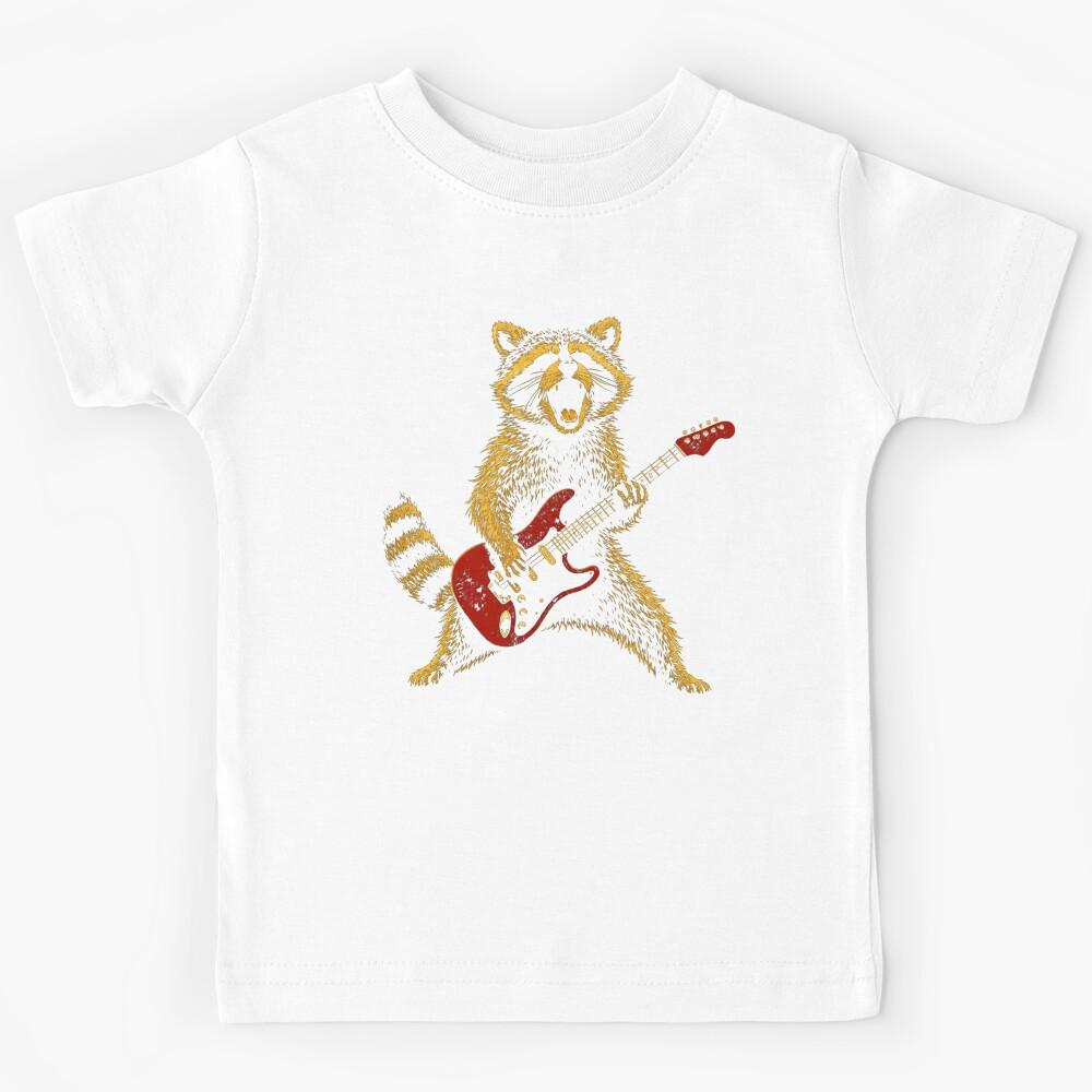 Vintage Raccoon Rock Funny Raccoon Playing Guitar Rock Style Kids T-Shirt 110