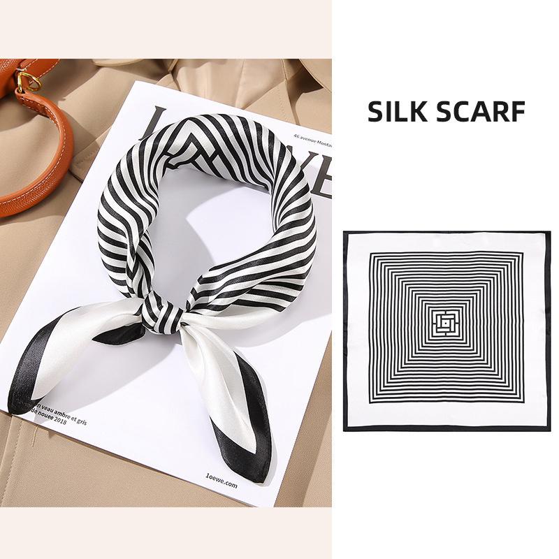 53x53cm 100% Mulberry Silk Scarf Luxury Square Hair Bandana Elegant Head Wrap Neckerchief Sunscreen Shawl for Women