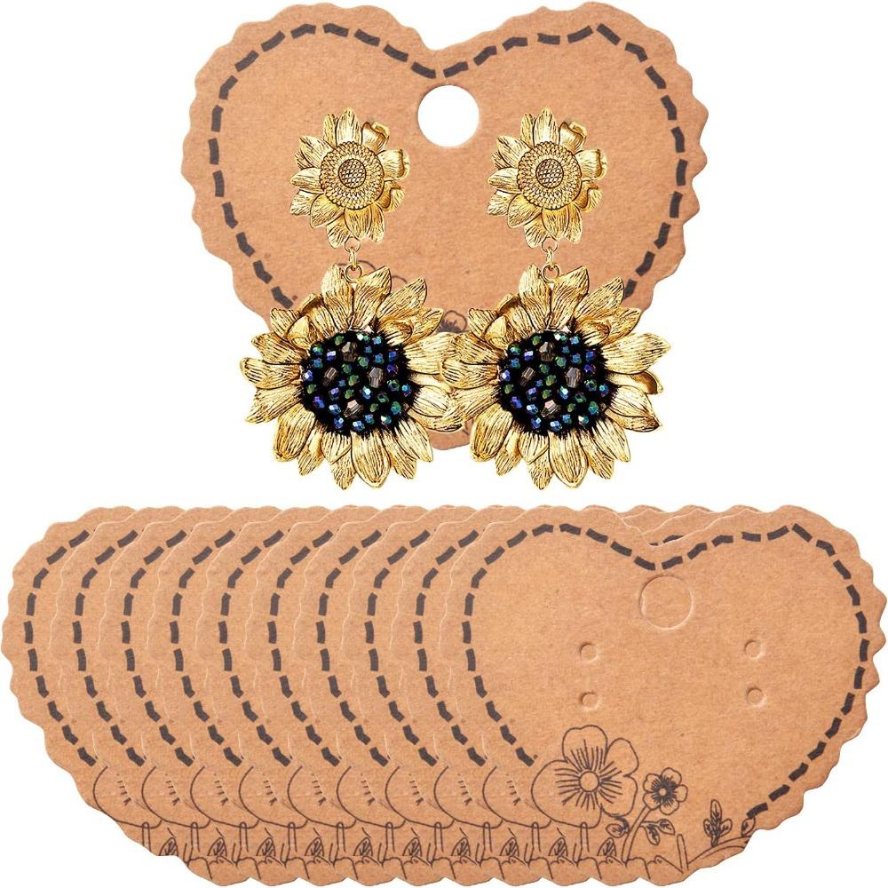Brown Earring Holder Cards Kraft Paper Kraft Paper Tags Ear Studs Display  For Earrings