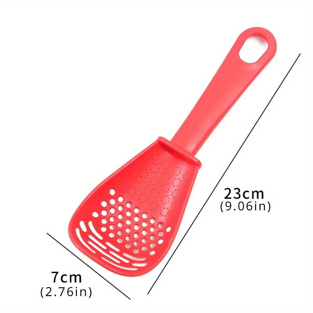 

1PC Kitchen Multifunctional Grinding and Cooking Spoon Mashing and Draining Water Drain Spoon Serving Rice Kitchen Tools красный