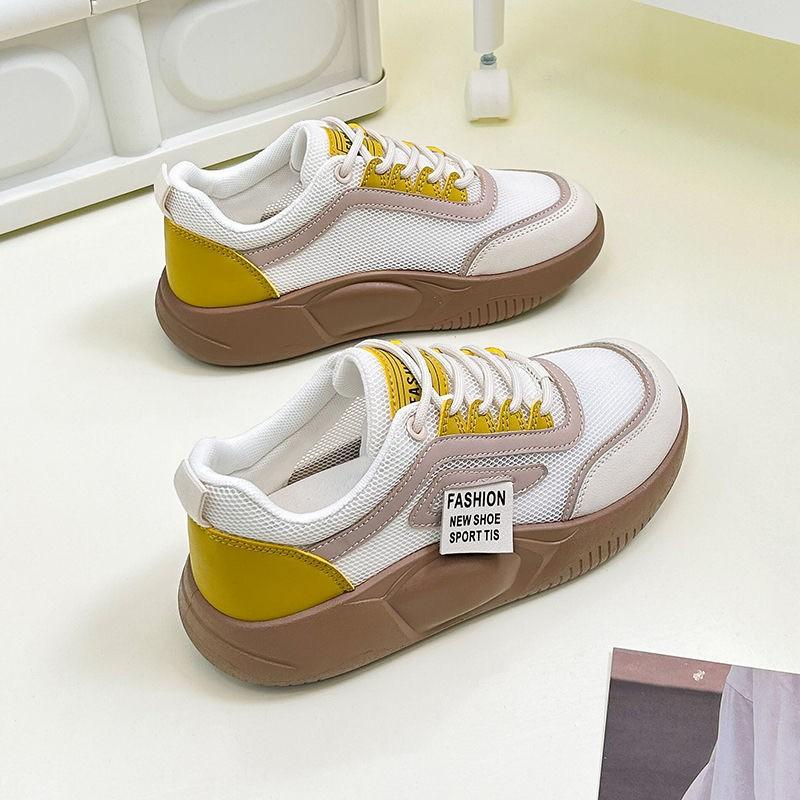 

Летние новые белые туфли Ins Mesh Surface, женские, модные, студенческие, с толстой подошвой, дышащие, повседневные, для скейтбординга 40 жёлтый