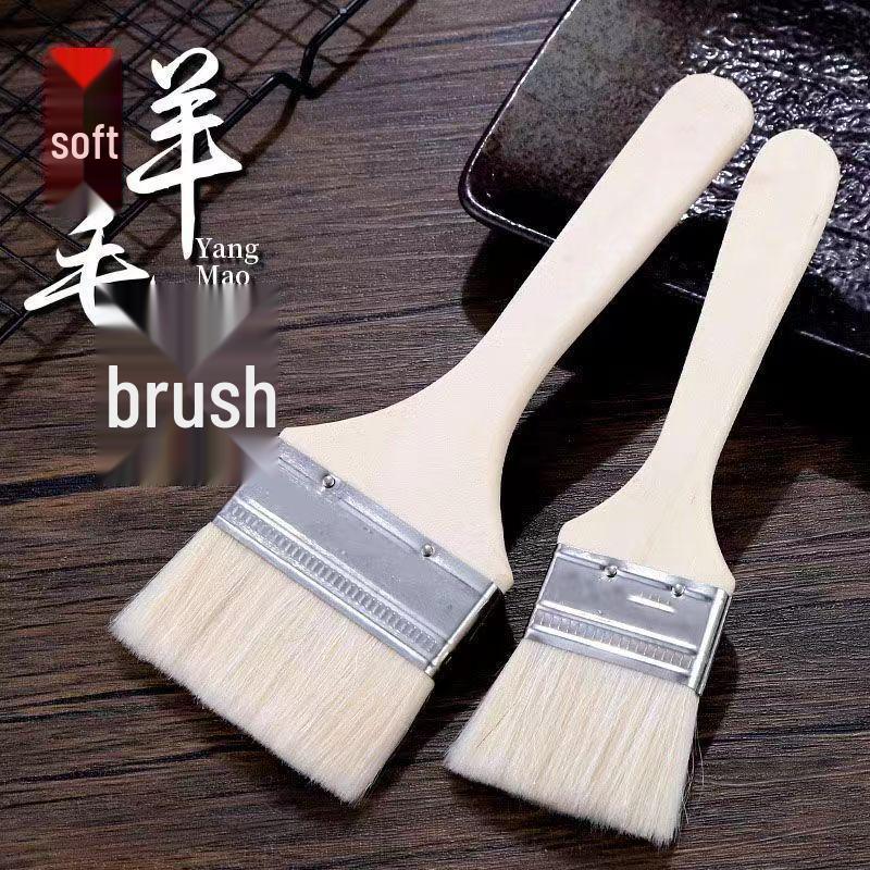 High-Temp Resistant Food Grade Wool Kitchen Oil Brush for BBQ and Baking