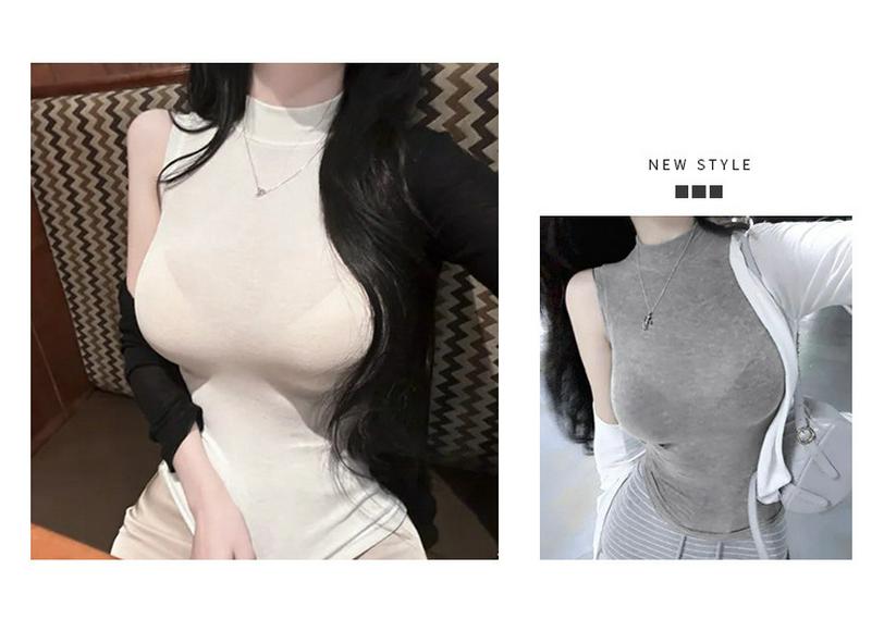 Women's Korean Soft Skin-Friendly Sexy Slimming Sleeveless Turtleneck Vest