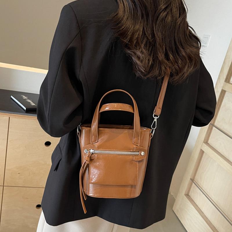 Leder PU Umhänge-Schultertasche für Damen rotwein Taschen für Damen vielseitige Schultertaschen Vintage-Textur modisch pendelnd neu